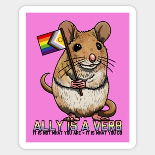 Ally is a Verb Rainbow Mouse Sticker